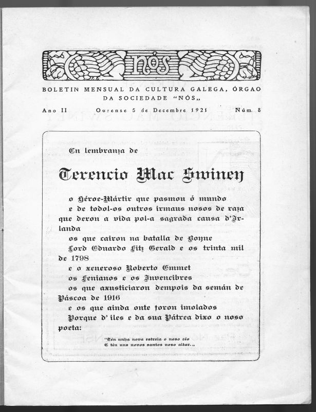 Número da Revista Nós dedicado a Terence MacSwiney (1921)
